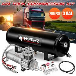Universal 3GAL 200PSI Air Compressor Tank Onboard System Kit For Truck Boat Horn
