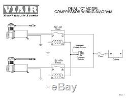 Viair 444C Dual Pack Compressors Air Ride Suspension Black Train Horn Lowrider