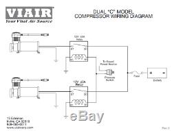 Viair Dual Black 444C 200 PSI Max Air Compressor Kit FREE Relays and PSI switch