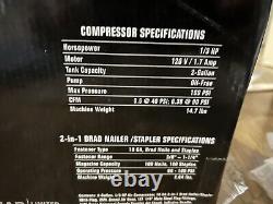 2 Gallon Électrique De Compresseur D'air Portable Combo Kit 100 Psi 0,3 HP Pompe Sans Huile