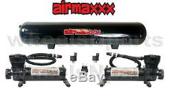 Airmaxxx 480 Dual Black Compressors Kit De Suspension De Coussin Gonflable De Réservoir De 200 Gallons