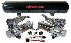 Airmaxxx 480 Dual Chrome Compressors Kit De Suspension De Coussin Gonflable De Réservoir De 200 Gallons