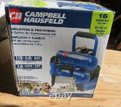 Campbell Hausfeld 2 Gallon Air Compressor Kit Inflation Et Fixation 16 Pc Nouveau
