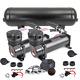 Compresseur D'air 200 Psi 2pcs + Réservoir D'air De 4 Gallons Avec Manomètre à Cinq Affichages Pour Suspension Pneumatique