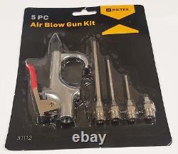 HILTEX 5pc Kit de pistolet à air comprimé avec aiguille, embout en chrome plaqué et caoutchouc