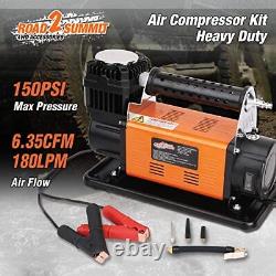 Kit De Compresseur D'air Portable De 12v De Poids Lourd Gonflable 6.35cfm 180l/ Min Max 150p