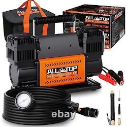 Kit de compresseur d'air, gonfleur portable à double cylindre 12V 12.35 ft³/Min