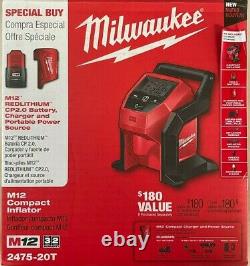 Milwaukee 2475-20t M12 Kit Gonflable Sans Fil Volt W 1.5 Batterie/chargeur Nouveau