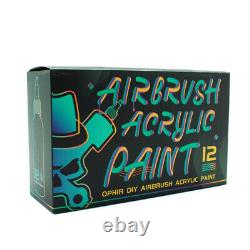 Ophir Professional 3x Airbrush Compressor Kit & Air Tank Avec Peinture Acrylique 12x