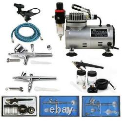 Portable 3 Airbrush Kit Compresseur À Double Action Air Spray Brosse Tattoo Nail Outil