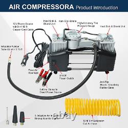 <br/>Compresseur d'air EASYBURG pour gonflage de pneus avec kit de réparation de pneus, pompe à air 12V DC pour